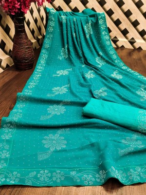 ishu enterprise Printed Bollywood Georgette Saree(Light Blue)