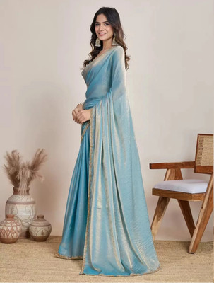 Gajal Self Design Kanjivaram Jimmy choo, Pure Cotton Saree(Light Blue)