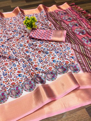 KHANJAN FASHION Graphic Print, Self Design, Woven Daily Wear Silk Blend, Jacquard Saree(Multicolor)