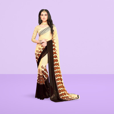 Leelavati Printed Daily Wear Georgette Saree(Beige)