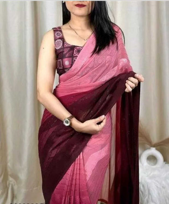 Varni Creation Woven Bollywood Georgette Saree(Pink)