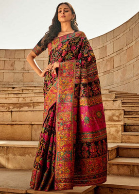 SAREEZE Woven Handloom Cotton Silk Saree(Multicolor)