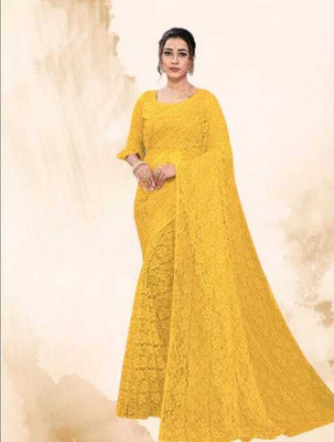 SAREEYA16 Printed Daily Wear Cotton Blend Saree(Yellow)