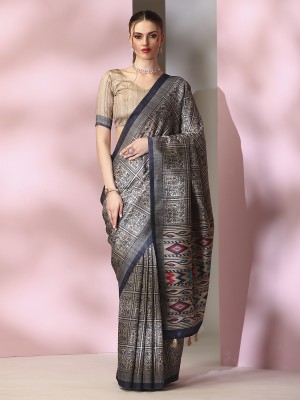 Sareemall Printed Daily Wear Silk Blend Saree(Beige)