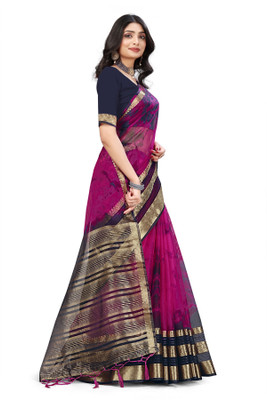 Aarunika SST Solid/Plain Bollywood Organza Saree(Purple)
