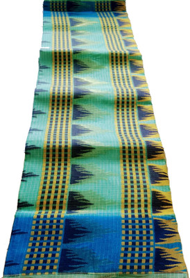 THE BULL Embroidered, Woven Jamdani Cotton Blend Saree(Light Green, Blue)