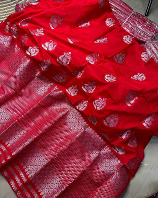 collctionmekhla Woven Mekhela Chador Pure Silk Saree(Red)