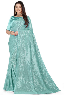 Divastri Embellished Bollywood Georgette Saree(Light Blue)