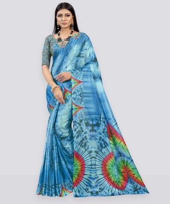 Samah Printed Daily Wear Art Silk Saree(Light Blue)