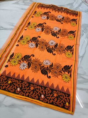 Happy Creation Printed Jamdani Cotton Blend Saree(Multicolor)