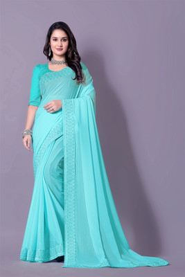 RadhikaFashion Self Design Bollywood Georgette Saree(Light Blue)