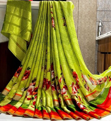 Sanjana Silk Printed Daily Wear Georgette Saree(Light Green)