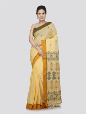 PinkLoom Woven Handloom Handloom Pure Cotton Saree(Beige)