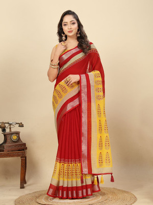 HouseOfCommon Self Design Patola Art Silk Saree(Multicolor)