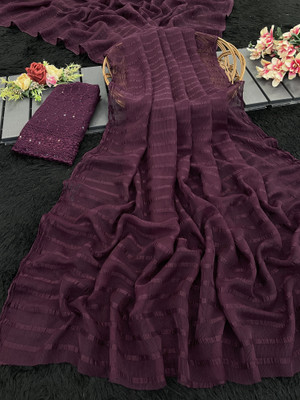 Sanskriti Synthetics Embellished Bollywood Chiffon Saree(Magenta)