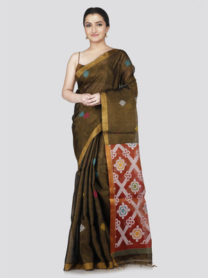 PinkLoom Woven Handloom Tissue Saree(Multicolor)