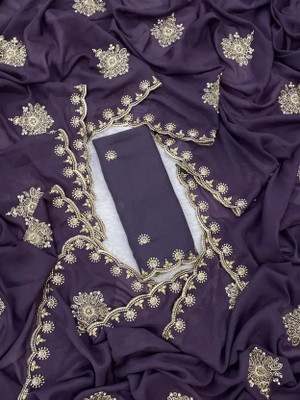 Ethina Fashion Embellished Bollywood Georgette Saree(Purple)