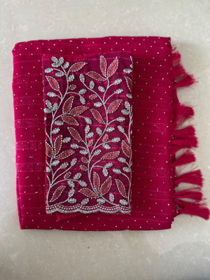 ABSilk Tie-Dye Assam Silk Georgette Saree(Pink)