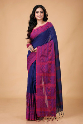 ADbutiq Self Design Bollywood Handloom Cotton Blend Saree(White)