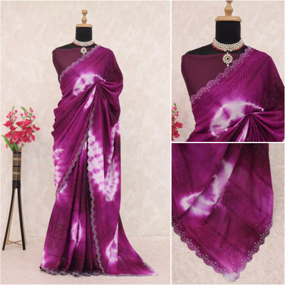 AAINA CREATION Embellished Bollywood Silk Blend Saree(Purple)