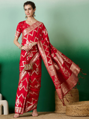 RK Creation Printed Bollywood Cotton Silk Saree(Red)