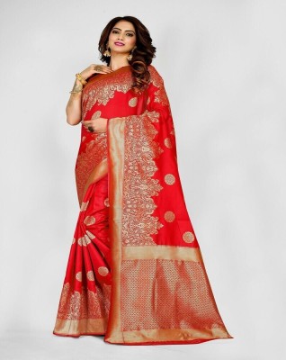 SWAMI STUDIO Self Design Banarasi Art Silk Saree(Red)