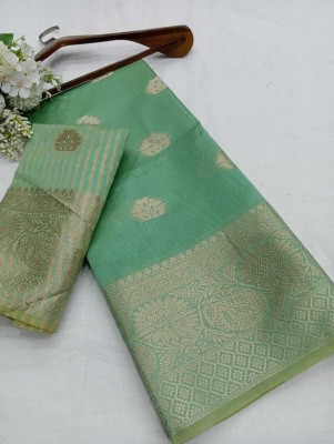 Gajal Self Design Kanjivaram Pure Cotton, Cotton Silk Saree(Light Green)