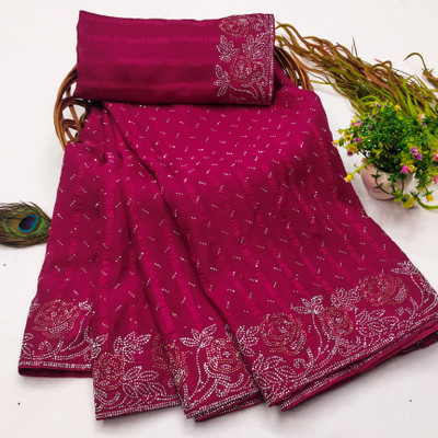 SOJITRA IMPEX Self Design, Embellished Kanjivaram Georgette Saree(Red)
