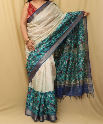 Mollika Printed Kalamkari Cotton Silk Saree(Multicolor)