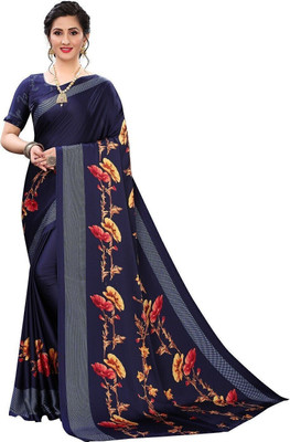 ROOP SUNDARI SAREES Digital Print Bollywood Crepe Saree(Blue)