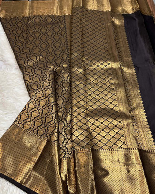 MIRMAN Woven Banarasi Pure Silk Saree(Black)