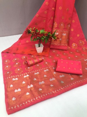 Rizanx7 Woven Mekhela Chador Cotton Silk Saree(Multicolor)