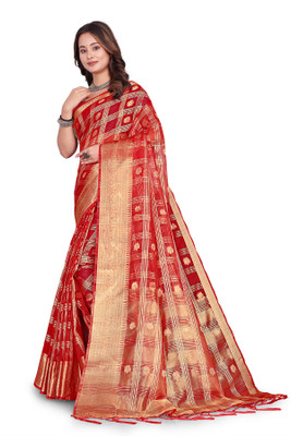 Aarunika LGF Printed Bollywood Organza Saree(Red)