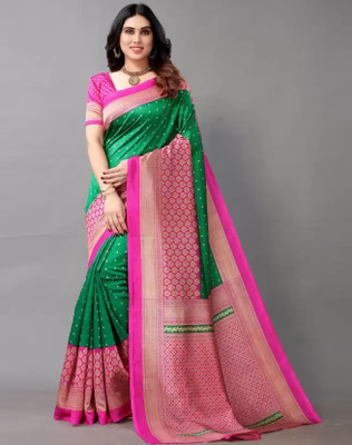 Laaksha Creation Printed Bollywood Art Silk Saree(Multicolor)