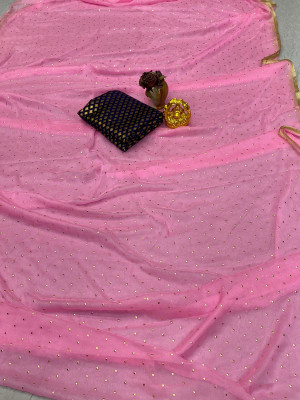 HouseOfCommon Embellished Bollywood Polyester Saree(Pink)