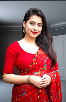 SkyCraftX Self Design Bollywood Georgette Saree(Red)