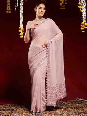 ANOUK Embellished Bollywood Georgette Saree(Purple)