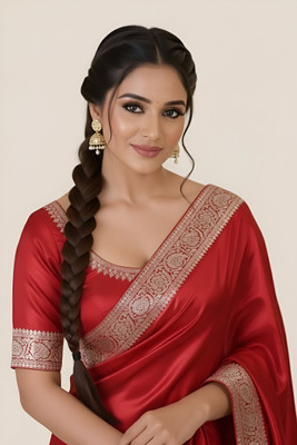 Sijileen Woven, Self Design Banarasi Satin Saree(Red)
