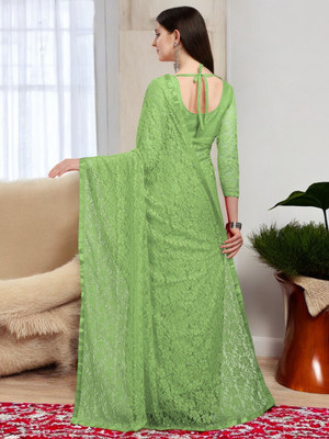 NEXA Self Design Bollywood Net Saree(Green)