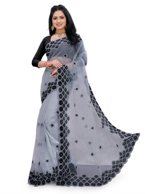 DEVKISONDESIGNER Self Design Bollywood Net Saree(Grey)