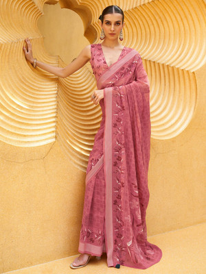 ANOUK Printed Daily Wear Georgette Saree(Pink)