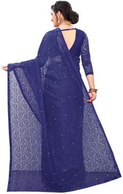 NEXA Self Design Bollywood Net Saree(Blue)