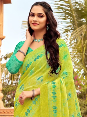 Sareemall Printed Daily Wear Chiffon Saree(Light Green)