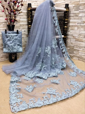 NIYANTAKSH Embellished Bollywood Net Saree(Grey)