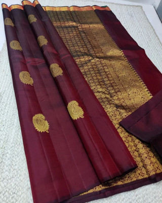 MIRMAN Woven Banarasi Pure Silk Saree(Maroon)