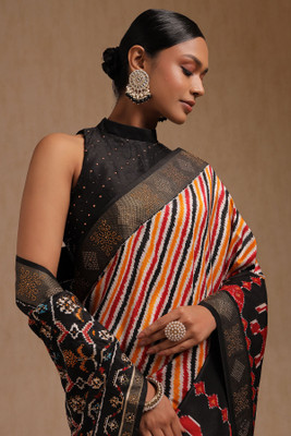 soch Printed Saree with Attached Blouse Silk Blend Saree(Multicolor)