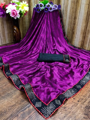 MR HOUSE Printed Bollywood Lycra Blend Saree(Purple)