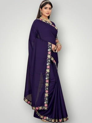 Shree Ambey Self Design Bollywood Georgette Saree(Dark Blue)