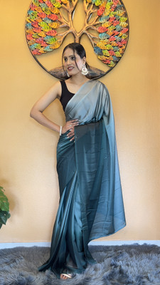 Bansari Textiles Woven Bollywood Nylon, Silk Blend Saree(Light Blue, Blue)