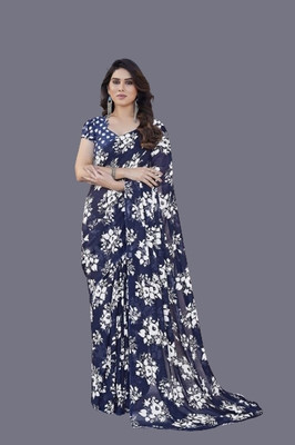 SHUBHSWAR Printed Daily Wear Georgette Saree(Dark Blue)